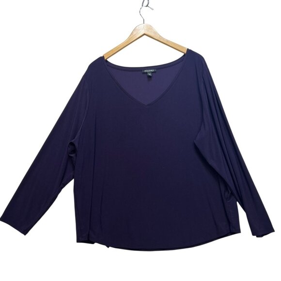 Roz & Ali Tops - Roz & Ali Womens Long Sleeve T-Shirt Size 3X Purple V-Neck Stretch Casual Top